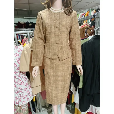 Đầm Dạ Tweed  tiểu thư cardigan Dạ dày dặn Màu Ánh Vàng  Hàng có sẵn giao ngay Đủ size SML Giá 350k