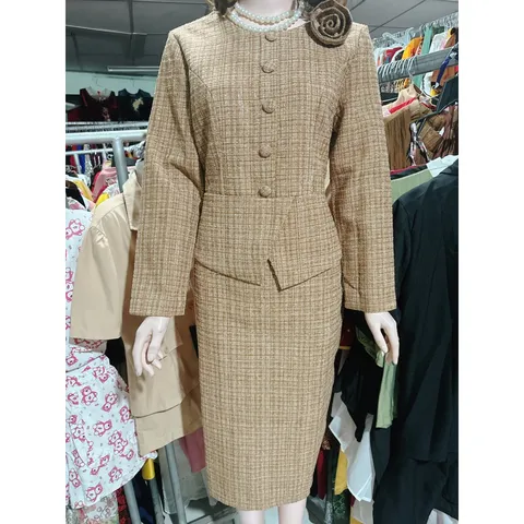 Đầm Dạ Tweed  tiểu thư cardigan Dạ dày dặn Màu Ánh Vàng  Hàng có sẵn giao ngay Đủ size SML Giá 350k