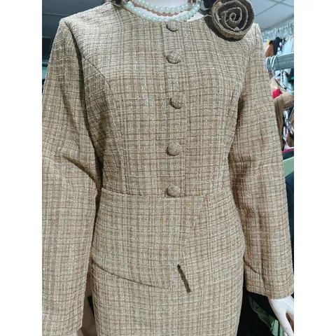 Đầm Dạ Tweed  tiểu thư cardigan Dạ dày dặn Màu Ánh Vàng  Hàng có sẵn giao ngay Đủ size SML Giá 350k