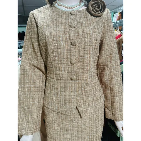 Đầm Dạ Tweed  tiểu thư cardigan Dạ dày dặn Màu Ánh Vàng  Hàng có sẵn giao ngay Đủ size SML Giá 350k