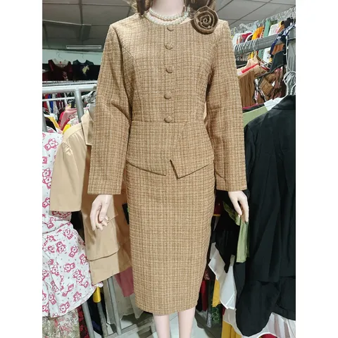 Đầm Dạ Tweed  tiểu thư cardigan Dạ dày dặn Màu Ánh Vàng  Hàng có sẵn giao ngay Đủ size SML Giá 350k