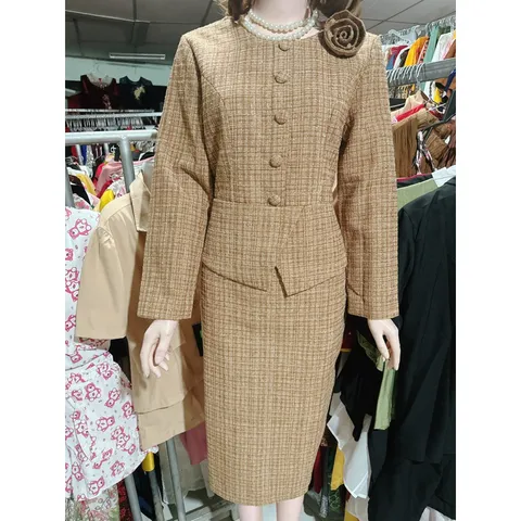 Đầm Dạ Tweed  tiểu thư cardigan Dạ dày dặn Màu Ánh Vàng  Hàng có sẵn giao ngay Đủ size SML Giá 350k