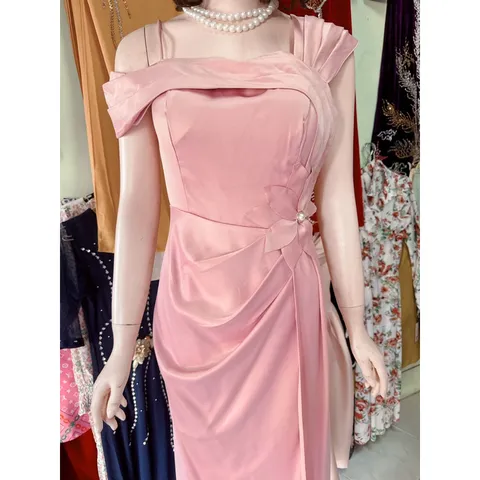 Đầm dạ hội dài siêu đẹp Giá 390k Hàng có sẵn giao ngay L Chất liệu lụa Ngọc cao cấp Màu hồng pastel đẹp  Đủ size