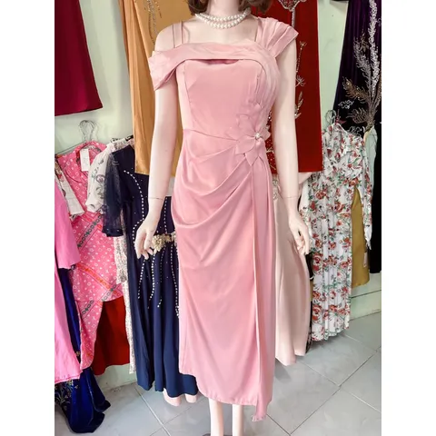 Đầm dạ hội dài siêu đẹp Giá 390k Hàng có sẵn giao ngay L Chất liệu lụa Ngọc cao cấp Màu hồng pastel đẹp  Đủ size
