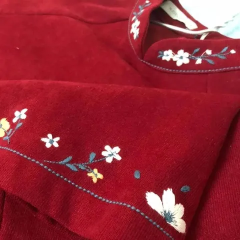 Áo dài Tết - Áo dài cách tân màu đỏ thiết kế tay lỡ dáng suông chất nhung thêu 2 tà cách điệu Hàng có sẵn giao ngay