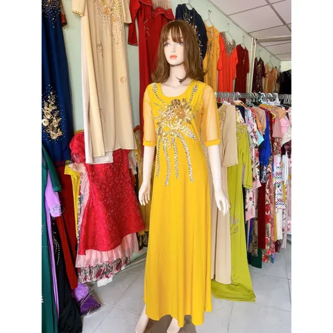 Đầm solen dáng dài đính kết siêu đẹp Hàng đính kết tay thủ công Giá 399k Hàng có sẵn giao ngay  Chất liệu solen xịn