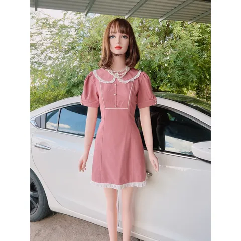 Đầm CỔ BÈO SEN Màu hồng siêu đẹp Giá 250k Hàng có sẵn giao ngay