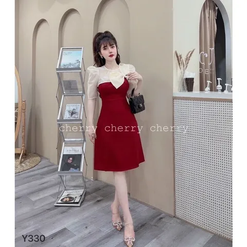 Đầm nơ phối tơ Giá 290k Hàng có sẵn giao ngay Chất liệu tuyết mưa