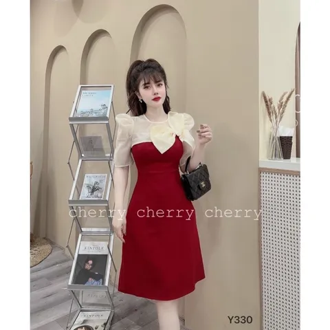 Đầm nơ phối tơ Giá 290k Hàng có sẵn giao ngay Chất liệu tuyết mưa