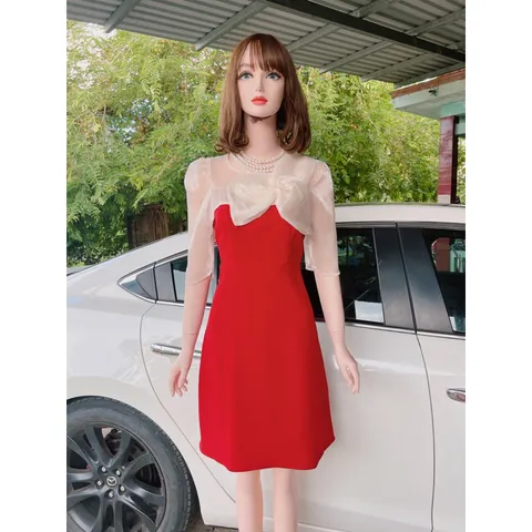 Đầm nơ phối tơ Giá 290k Hàng có sẵn giao ngay Chất liệu tuyết mưa