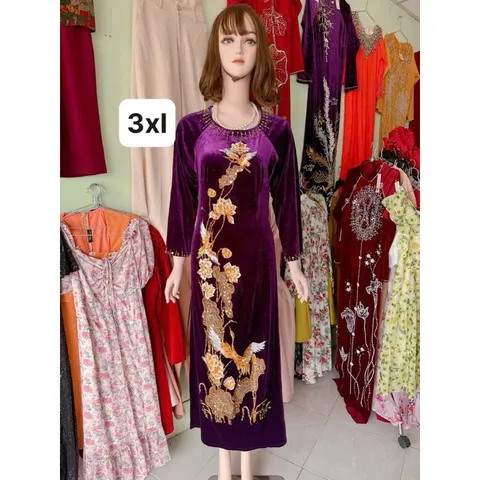Áo dài thêu đính kết thủ công