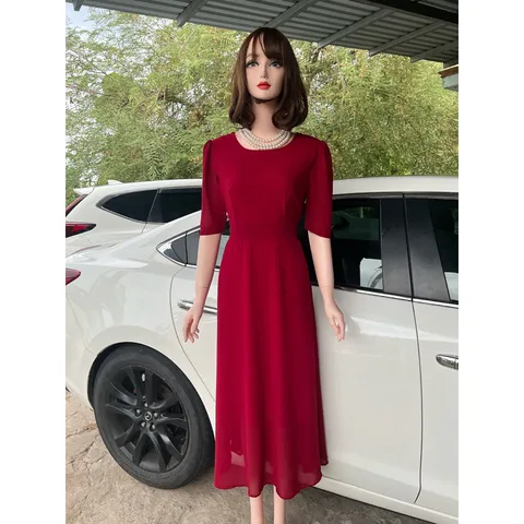 Đầm maxi form dài  (Hình thật shop chụp) Giá 299k Hàng có sẵn giao ngay  Màu đỏ đô