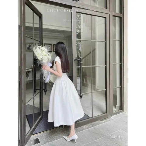 ĐẦM XẾP LY NGỰC Hàng cao cấp Giá 299k Hàng có sẵn giao ngay Đủ size màu trắng kem