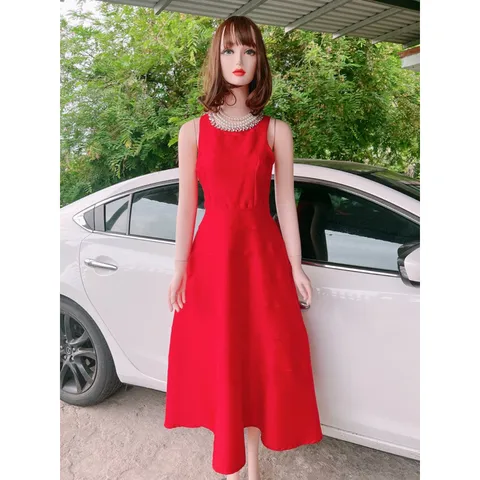 Đầm tiệc đính hạt cổ Chất liệu tapta cao cấp Giá 350k Hàng có sẵn giao ngay S
