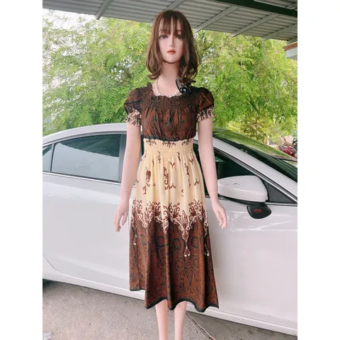 Đầm bo chun co giãn phần trên dễ chịu Giá 250k Hàng có sẵn giao ngay Màu nâu tây