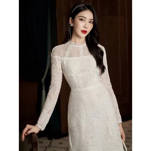 Đầm ren trắng dự tiệc Đầm dự tiệc trắng sang chảnh dự tiệc trắng Giá 420k Đủ size Màu trắng