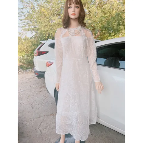 Đầm ren trắng dự tiệc Đầm dự tiệc trắng sang chảnh dự tiệc trắng Giá 420k Đủ size Màu trắng