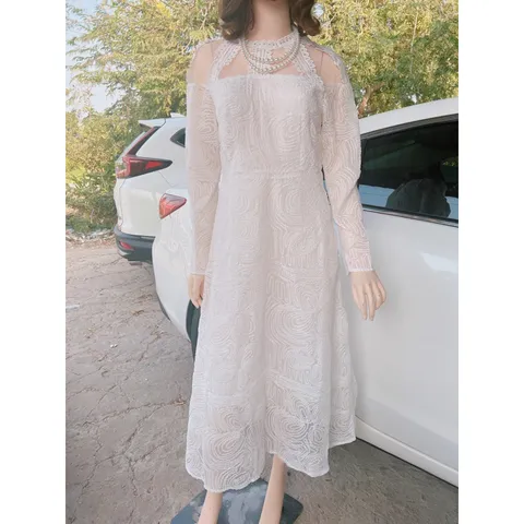Đầm ren trắng dự tiệc Đầm dự tiệc trắng sang chảnh dự tiệc trắng Giá 420k Đủ size Màu trắng