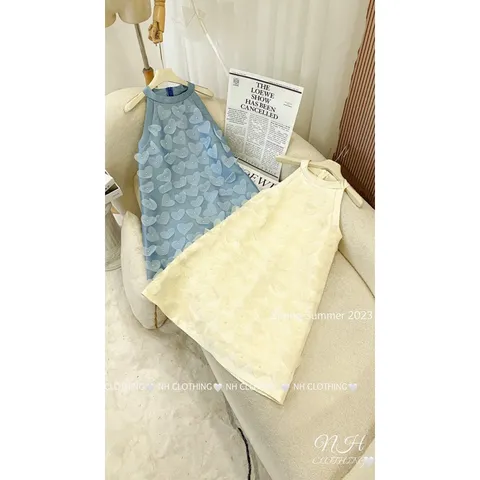Đầm cổ yếm đính ngọc siêu đẹp Giá 290k Hàng có sẵn giao ngay Hàng cao cấp siêu  đẹp Màu kem