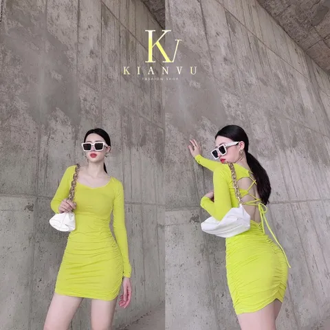 ĐẦM BODY TAY DÀI ĐAN DÂY LƯNG  HÀNG NHẬP  Ꮯɦấȶ Ꮮɨệʊ: thun cotton . Giá 290k Hàng có sẵn giao ngay