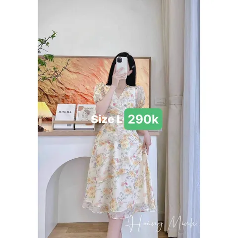 Đầm hoa tơ Giá 290k Chất liệu tơ hoa siêu nhẹ đẹp Hàng cao cấp có sẵn giao ngay L