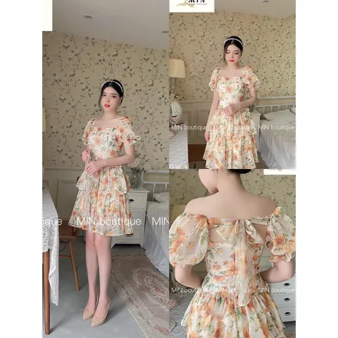 Đầm Quảng Châu siêu đẹp Giá 299k Hàng có sẵn giao ngay L Chất liệu voan tơ cao cấp