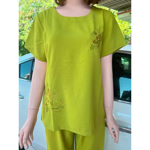 Set bộ thêu siêu đẹp Giá 250k/ cả bộ Hàng có sẵn giao ngay Quần eo chun co giãn dễ mặc