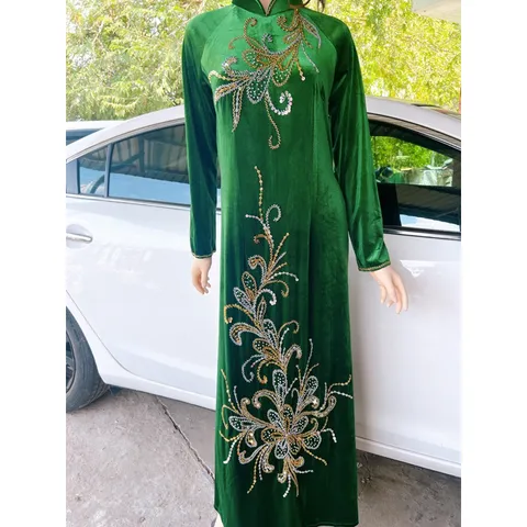 Áo dài nhung đính kết Hàng có sẵn giao ngay 2XL Giá 420k/ áo dài Quần 90k/ cái