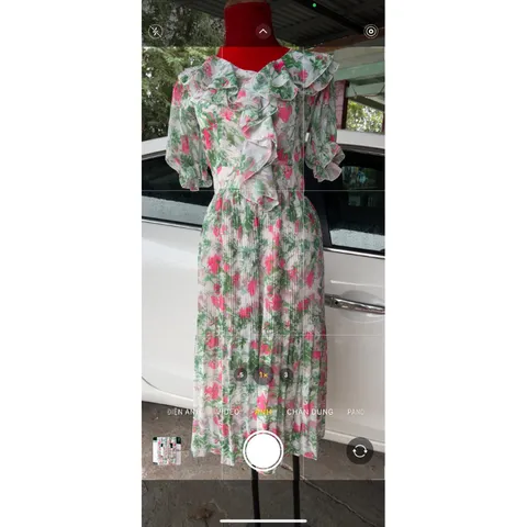 Đầm hoa dập ly Hàng có săn giao ngay M Chất liệu voan siêu dep Giá 340k Hàng Quảng Châu cao cấp