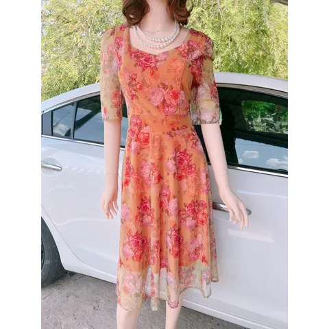 Đầm hoa 2 lớp kim tuyến siêu đẹp Giá 299k Hàng có sẵn giao ngay Đủ size