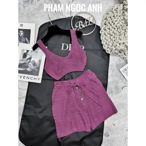 Set len quần ngắn siêu hot Giá 290k Len dày dặn đẹp nhé