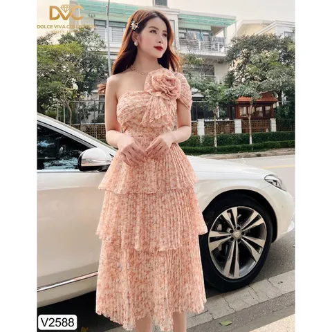 Váy hoa dập ly xếp tầng  Hàng y hình Giá 330k Hàng cao cấp