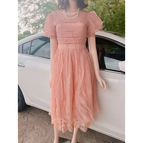Đầm công chúa phối ren Màu nude Giá 299k Hang có sẵn giao ngay SiZe SM