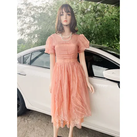 Đầm công chúa phối ren Màu nude Giá 299k Hang có sẵn giao ngay SiZe SM