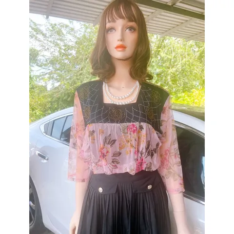 Áo kiểu ép đá siêu đẹp Giá 190k Hàng có sẵn giao ngay 2 lớp ko lộ hở
