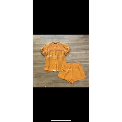 Set babydoll chất lennin cổ tròn phối ren + quần short ngắn Có sẵn màu xanh lá Hàng đẹp Giá 290k