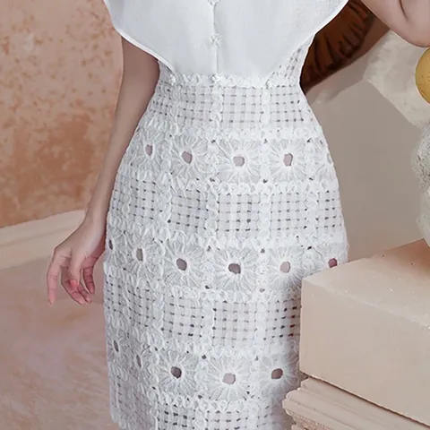 Đầm Ren Màu Trắng Phong Cách Mới Cao Cấp Giá 299k Hàng có sẵn giao ngay S