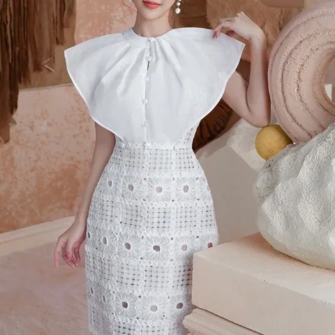 Đầm Ren Màu Trắng Phong Cách Mới Cao Cấp Giá 299k Hàng có sẵn giao ngay S