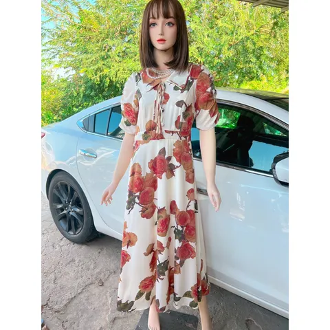 Đầm hoa cao cấp Chất liệu lụa mango mát mịn Hàng có sẵn giao ngay Giá 290k