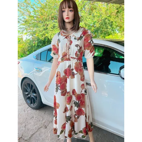 Đầm hoa cao cấp Chất liệu lụa mango mát mịn Hàng có sẵn giao ngay Giá 290k