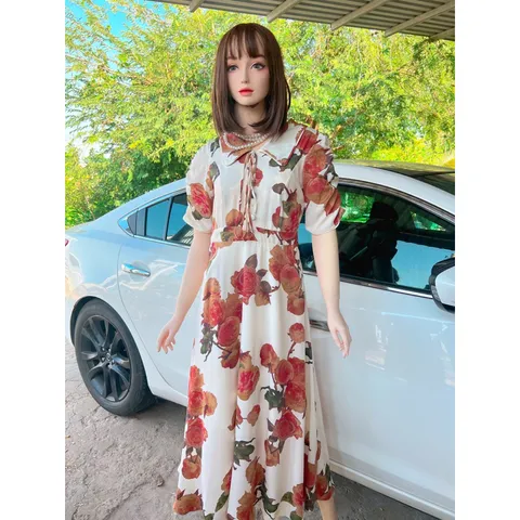 Đầm hoa cao cấp Chất liệu lụa mango mát mịn Hàng có sẵn giao ngay Giá 290k