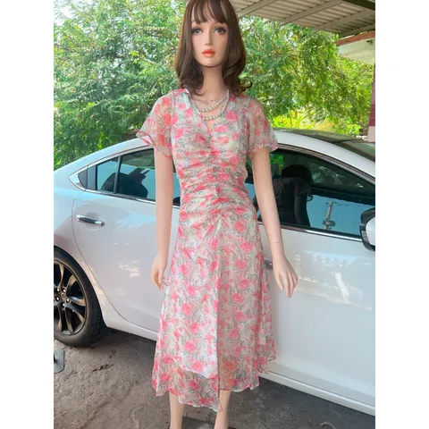 Đầm hoa hồng siêu đẹp Giá 290k Hàng có sẵn giao ngay Chất liệu voan tơ siêu đẹp