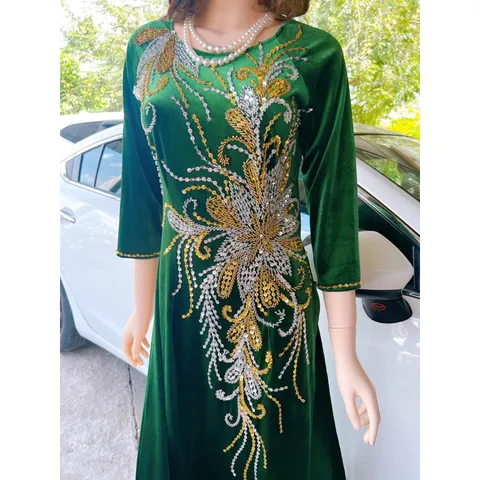 Áo dài nhung đính kết Hàng có sẵn giao ngay XL Giá 420k/ áo dài Quần 90k/ cái