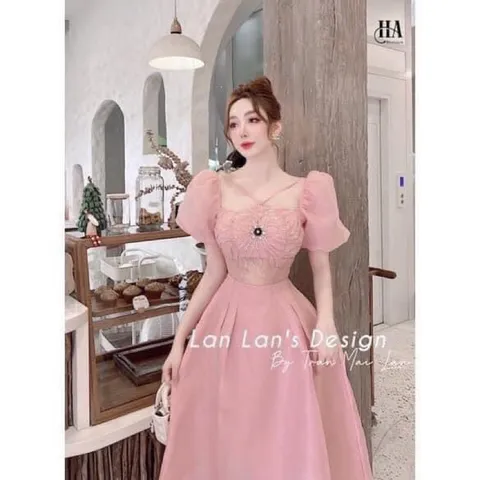Đầm đính đá siêu đẹp Giá 390k Hàng có sẵn giao ngay L Màu hồng pastel siêu đẹp