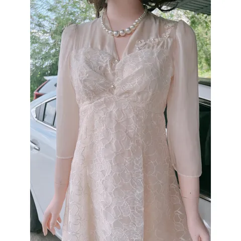 Đầm ren siêu đẹp Hàng có sẵn giao ngay L Màu trắng kem Giá 330k