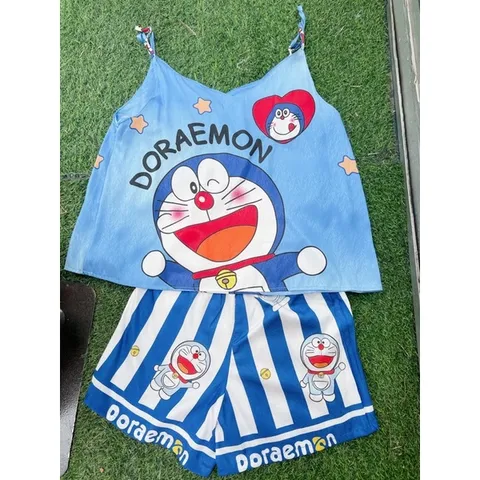 Set áo 2 dây + quần short Đoremon siêu dễ thương  HAng coa sẵn giao ngay Giá 210k