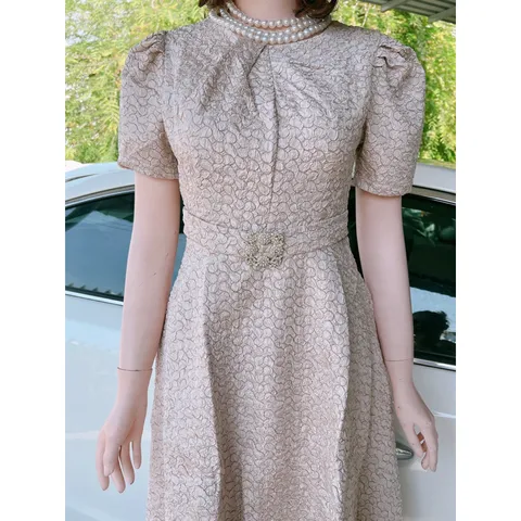 Đầm Gấm Xoè  Chất liệu gấm xốp đúp lót 2 lớp Hàng có sẵn giao ngay S Giá 290k
