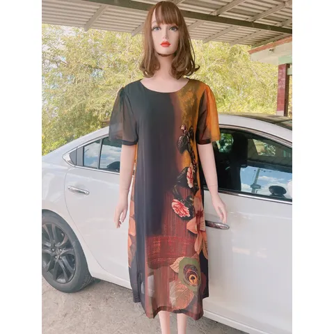 Đầm suông trung niên dự tiệc không kén dáng  (Dài 105cm) Giá 299k Hàng có sẵn giao ngay 3XL