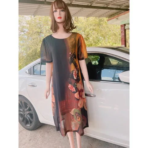 Đầm suông trung niên dự tiệc không kén dáng  (Dài 105cm) Giá 299k Hàng có sẵn giao ngay 3XL