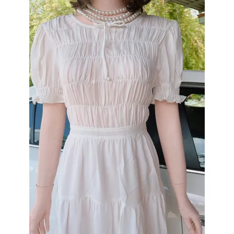 Đầm trắng ngực bo chun co giãn dễ chịu Hàng có sẵn giao ngay Giá 290k